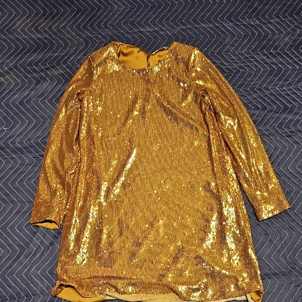 Gold Sequin Long Sleeve Top